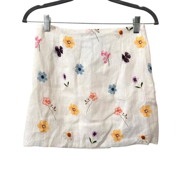 SUMMER AWAY Lenora Pressed Flower Linen Mini Skirt NWT Small - Picture 3 of 5